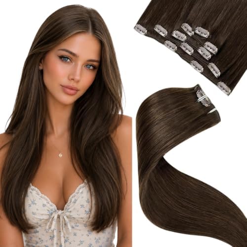 LaaVoo Clip in Hair Extensions Real Human Hair, 5pcs 80g, Soft Straight by LaaVoo