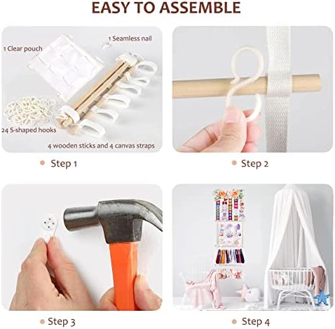 cherrboll Hair Bows Holder Headband Organizer for Girls, Hair Clips Hanger Storage with Hooks, Wall Hanging Decor for Nursery Room - Image 5
