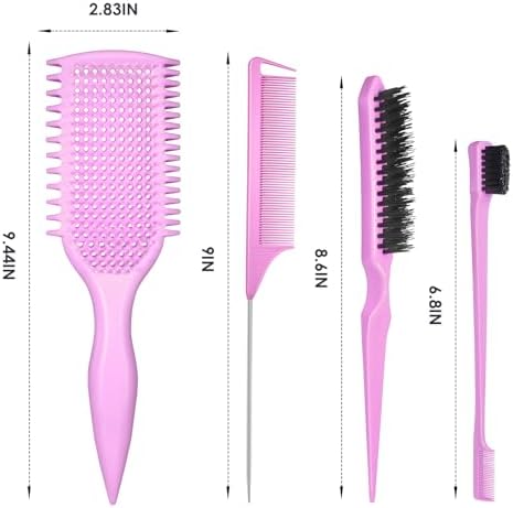 Curl Defining & Detangling Brush – Dual-Vented Curly Hair Brush for Wet & Dry Hair with Flexible Bristles – Reduces Frizz & Smooths Knots – For All Hair Types & Users (Pink) - Image 2