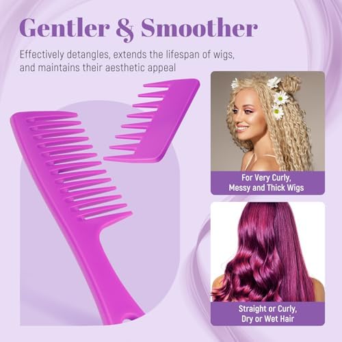 Wig Brush Comb Set, 6pcs Professional Styling Extension Brush Kit with Travel Size for Human and Synthetic Hair - Image 5