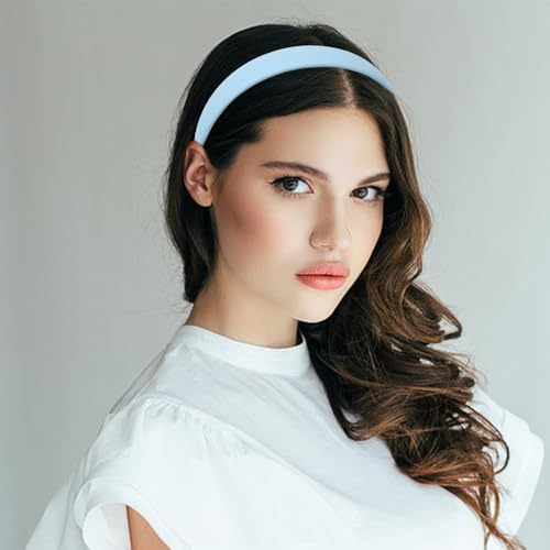 Blue Headband Leather Headband for Women Plastic Hard Head Band Solid Colors 1 Inch Thin Hair Bands Holiday Cosplay Hair Accessories - Image 2