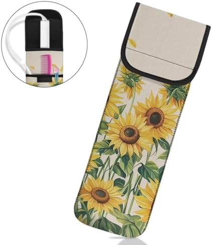 Sunflower Heat-Resistant Travel Neoprene Storage Pouch Case Bag with Two Pocket for Flat Iron, Straightener, Curling Wand/Curling Iron - Image 2