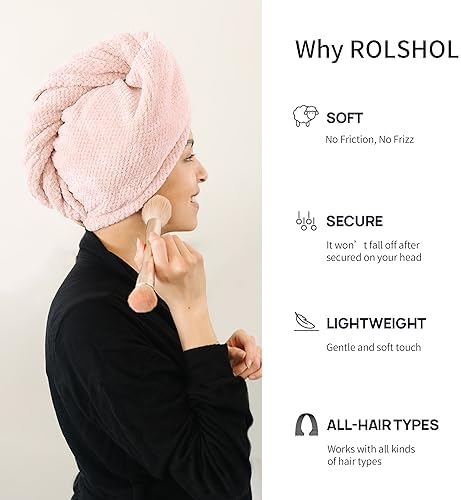 ROLSHOL 4 Pack Extra Large Microfiber Hair Towel Wraps for Women - Image 3