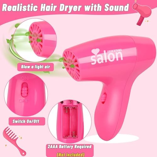 Hair Salon Toys for Girls, Beauty Salon Playset Pretend Hair Styling Set - Image 2