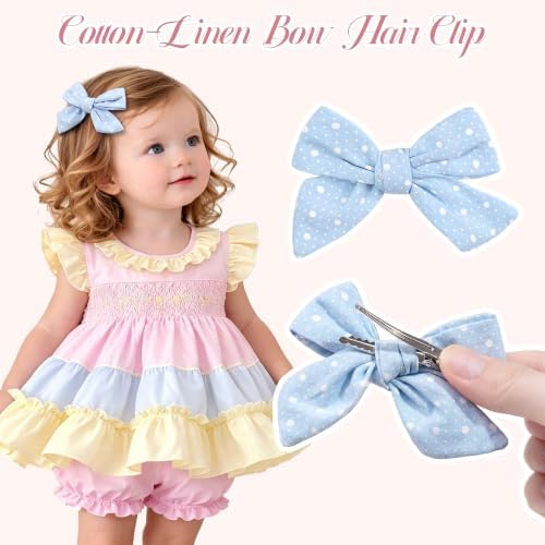 CÉLLOT 40 Pieces Girls Hair Bows 3 inches Linen Fabric Bows Alligator Clips Hair Accessories for Baby Girls Toddlers Kids and Teens - Image 4