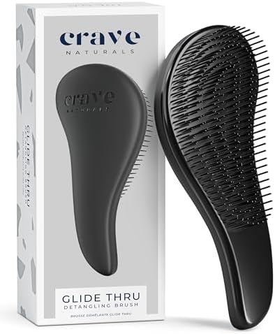 Crave Naturals Glide Thru Detangling Brush, Detangler Brush for Curly, Straight, Wet and Dry Hair Comb for Adults and Kids, Hair Accessories for Women, Black by CraveNaturalsDetanglingBrush