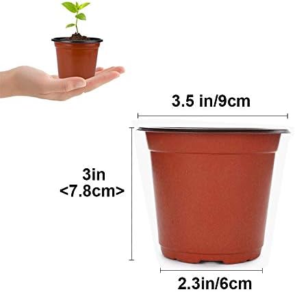 Baaxxango 100 Pcs 3.5 Inch Plastic Seedlings Plants,Nursery Pots,Seed Starting Pot for Succulents, Seedlings, Cuttings, Transplanting - Image 2