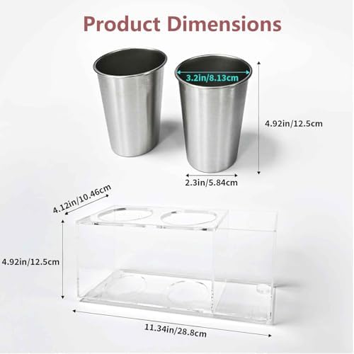 Hair Tool Organizer, Acrylic Hot Tools Organizer with 2 Stainless Steel Cups, Hair Tool Holder Wall Mount & Countertop for Dryer, Curling Iron & Brushes for Bathroom Vanity CHOCHOYAH - Image 5