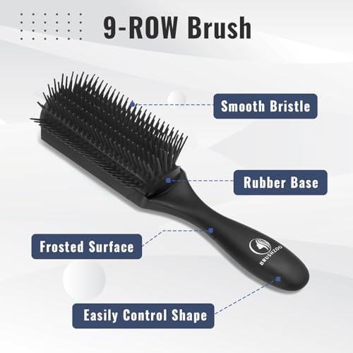 BRUSHZOO Hair Brush Set for Women, Men, and Kids - Detangling Brushes for Curly and Natural 3/4abc Hair, Wide Tooth Comb, Detangler Brush, and Hair Spray Bottle - Image 3