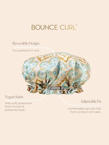 Bounce Curl Reversible Satin Hair Bonnet, Adjustable Band, Night Cap For Curly Hair Reduce Friction Helps Prevent Frizz - Image 6