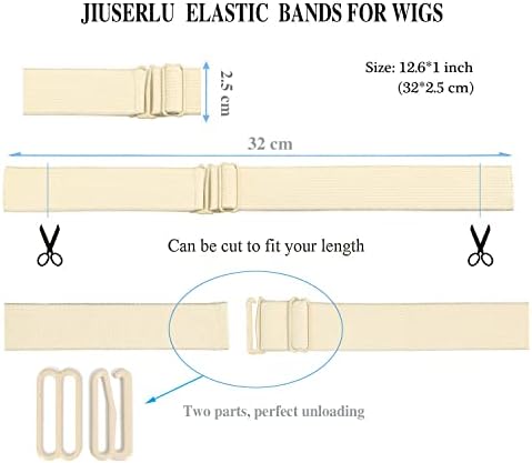 Adjustable Straps For Wigs And Making Wigs，Adjustable Elastic Bands (Beige, 1‘’ x 10pcs) - Image 4