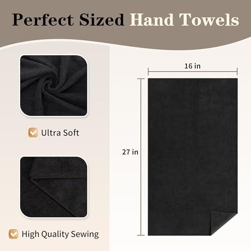 FIXSMITH Salon Towels 12 Pack, Black Microfiber Hair Towels (16 x 27 in) - Image 2