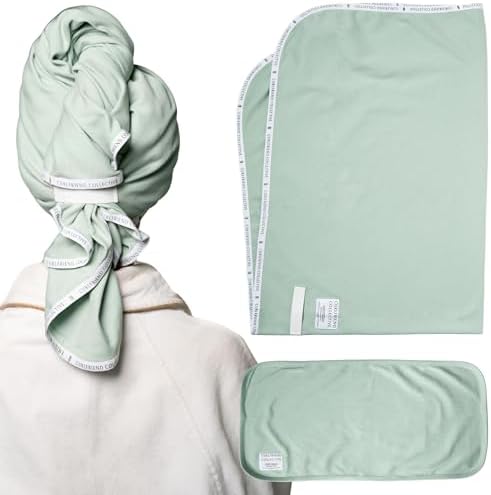 Curlfriend Collective Cotton Cloud T-Shirt Hair Towel Duo, Sage The Day by CurlfriendCollective