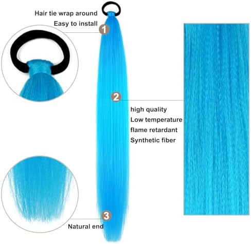 Rave Hair Extensions 2 Pack Sky Blue Braid Ponytail Extension for Women - Image 3