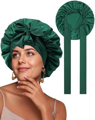 Satin Bonnet for Sleeping Women Silk Sleep Bonnet for Curly Hair Wrap with Elastic Tie Band Night Cap by CHLINS