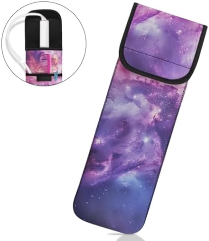ZOUTAIRONG Curling Iron Holder Neoprene Curling Iron Bag Heat Resistant Hair Dryer and Curling Iron Travel Case for Travel Gym Home Flat Iron Case Green Curling Iron Holder Hot Tools Travel Bag Galaxy - Image 4