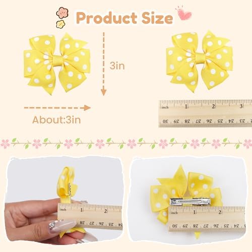 40Pcs 3" Hair Bows for Girls Toddler Pinwheel Polka Dot Bow Alligator Clips - Image 3