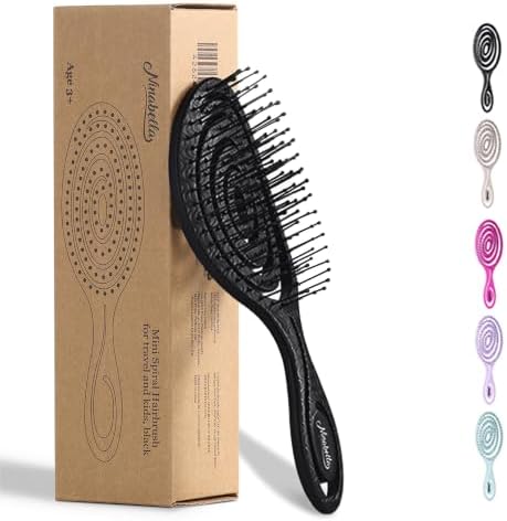 Ninabella Mini Detangler Brush - Small No Tangle Hair Brush for Purse and Travel - Hairbrush for Fine, Thick and Long Hair, Wet and Dry - Elegant Black by Ninabella