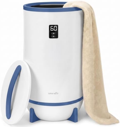 SereneLife Towel Heater for Bathroom & Spa | Portable Large Bucket Style Towel Warmer with Timer | 21L Luxury Electric Heater for Oversized Towels, Robes & Blankets | Auto Shut-Off | Fragrance Discs by SereneLife