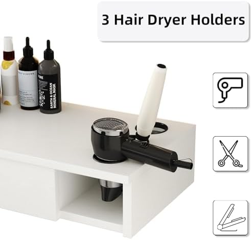 4ever2buy White Salon Stations for Hair Stylist, Wall Mount Barber Station - Image 3