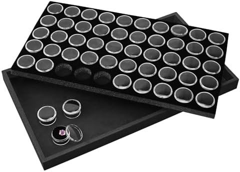 Ikee Design Black Foam Gem and Bead Organizer 50 Jars Display Tray - Image 5