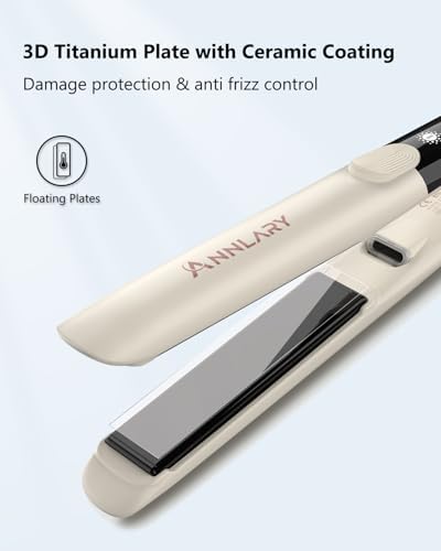 Annlary Hair Straightener 1 Inch Flat Iron and Curler 2 in 1 Titanium Ceramic Ionic Dual Voltage Straightener with Heat-Resistant Silicone, for Less Frizz, Shinier & Smoother - Image 4