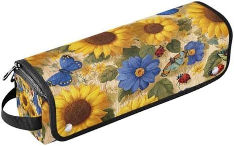 Hair Tools Travel Bag with Heat Resistant Mat 2-in-1 Hot Tools Travel Bag Organizer Flat Curling Iron Travel Case for Straightener Farmhouse Sunflower Butterfly Ladybugs by WelcometoElliTarr
