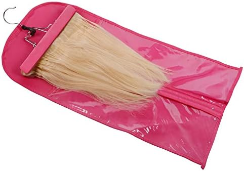 Pink Dust-proof Wig Storage Bag with Hanger - Portable Hair Extensions Bag - Image 4