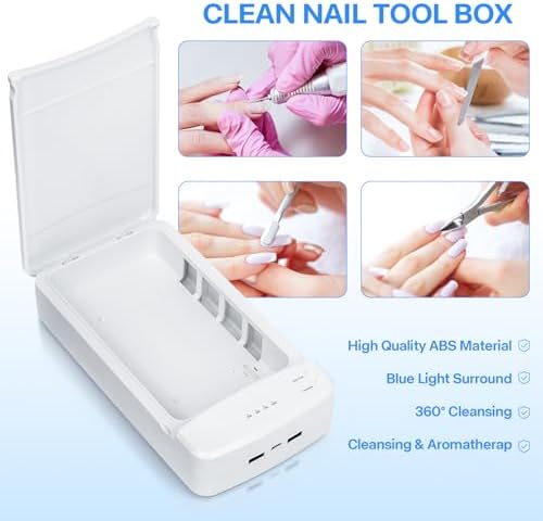 LXIANGN Nail Tool Cleaner with Blue Light, Portable USB Cleaning Box - Image 3
