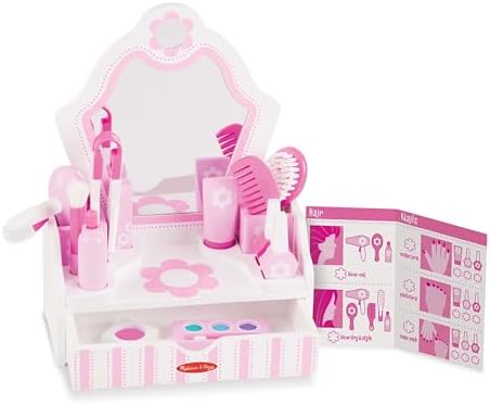Melissa & Doug Wooden Beauty Salon Play Set, 18-Piece Vanity with Pretend Play Toys, Makeup, Mirror, Accessories & More, Preschool Toys for Girls & Boys Ages 3+ - FSC Certified by Unknown