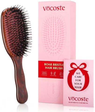 VOCOSTE Boar Bristle Hair Brush, Detangling & Shine Paddle Brush Gift Set by VOCOSTE