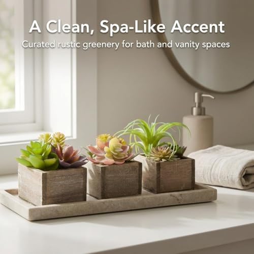 Artificial Succulents Indoor Fake Plants for Home Bathroom Decor Set of 3 - Image 2