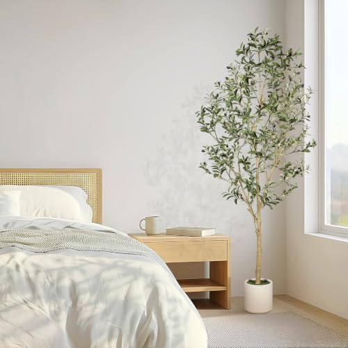 LYERSE Faux Olive Tree 7ft with Sturdy White Planter - Image 7