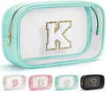 YOOLIFE Initial Clear Makeup Bag | Travel Clear Makeup Bag | Travel Beach Toiletry Bag | Car Organizer Essentials for Women | Waterproof Large Clear Travel Toiletry Bag | Teacher Birthday Gifts Blue K by YOOLIFE