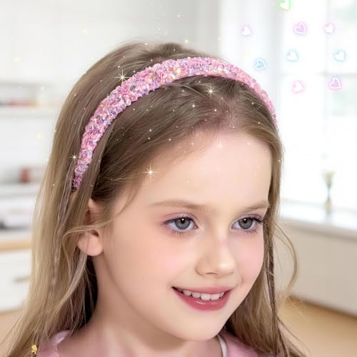 WSYUB Headbands for Girls, Sequin Thin Headband Set for Kids - Image 5