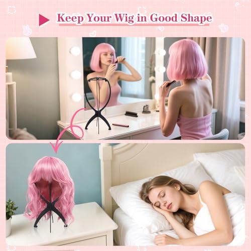 Portable Wig Stand Holder for Multiple Wigs, Black 2 Pack - Image 4