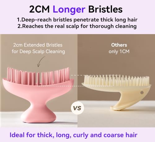 Shampoo Brush Scalp Massager, Scrubber Exfoliator for Dandruff, Purple - Image 5