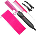 Hot Comb Hair Straightener Pressing Combs - Ceramic Electric Straightening Comb for Natural Black Beard Wigs Holiday Gift- Pink by BudiGl