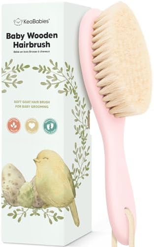 Wooden Baby Hair Brush for Toddler, Infant Cradle Cap (Blush, Regular) by KeaBabies