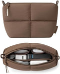 Comfyable Puffy Electronics Organizer Travel Case, Cute Tech Pouch for Women Men, Cable Storage Bag for Charger, Phone, Power Bank, Cord, Compact Tech Accessories Pouch, Mocha Brown by Comfyable