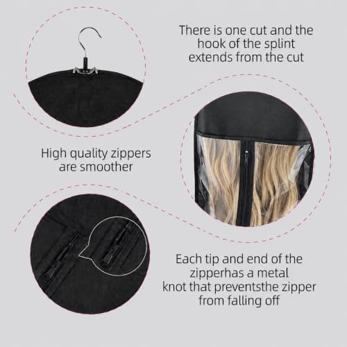 Pack Extra Long Hair Extension Holder Wig Storage Bag with Hanger Hairpieces Ponytail Bundles Storage - Image 4