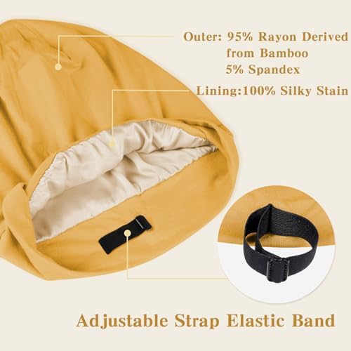 Fittia Satin Lined Sleep Bonnet, Adjustable Non-Slip Cap For Locs, Medium - Image 4
