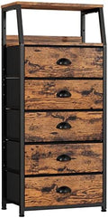 Furnulem Dresser for Bedroom, 5 Drawers Tall Nightstand, Chest of Drawers by Furnulem