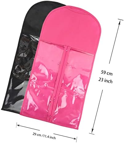 2 Pcs Hair Extensions Storage Bag with Hanger Portable Wig Storage Bags Hair Extension Holder for Multiple Wigs (Black + Pink) - Image 3