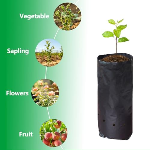 Belit Nursery Growing Bags, 100 Pcs Black Plastic Seedling Pots for Gardening Seed Plant Bags, Fruit Tree Seedling, Starting saplings(5.7"x9.5") - Image 3