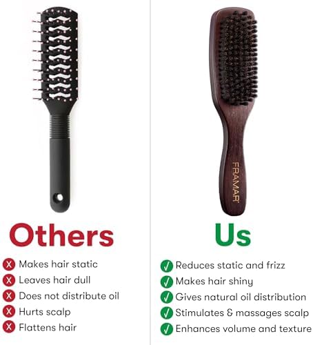 FRAMAR Slick Back Hair Brush Boar Bristles, Slick Back Brush – Brown Velvet - Image 5