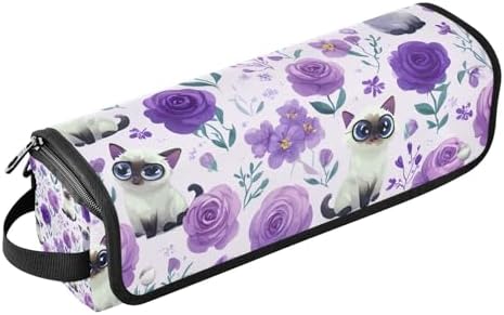 Hair Tools Travel Bag with Heat Resistant Mat 2-in-1 Hot Tools Travel Bag Organizer Flat Curling Iron Travel Case for Straightener Purple Floral Cute Cats by WelcometoElliTarr