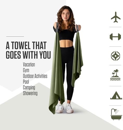 VENTURE 4TH Quick Dry Microfiber Towel for Camping & Gym -Army Green Medium - Image 2