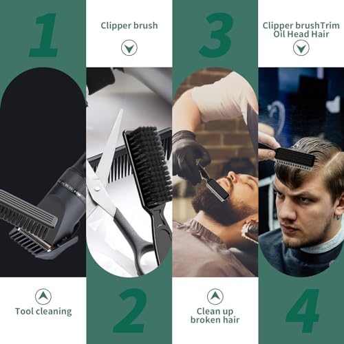 SQULIGT 10 Pcs Barber Clipper Cleaning Brush, Barber Accessories Supplies, Blade Trimmer Cleaning Mini Brush Bulk Set Duster Manicure Nylon Brush Hair Styling Tool (Black) - Image 3