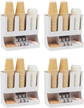 Mind Reader Cup and Condiment Station, Inch Countertop Coffee Bar Organizer with Compartments,Storage Caddy for Cups, Lids & Packets, Plastic,White, 6-Compartment,13" L x 6.4" W x 11.5" H (Pack of 4) by MindReader